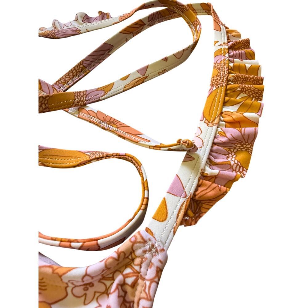 Kona sol one piece orange and purple floral swimsuit womens small - Picture 3 of 5